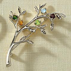 family tree birthstone brooch