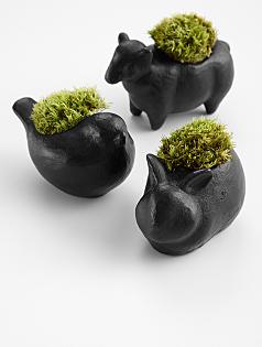 animal garden sculptures + moss set