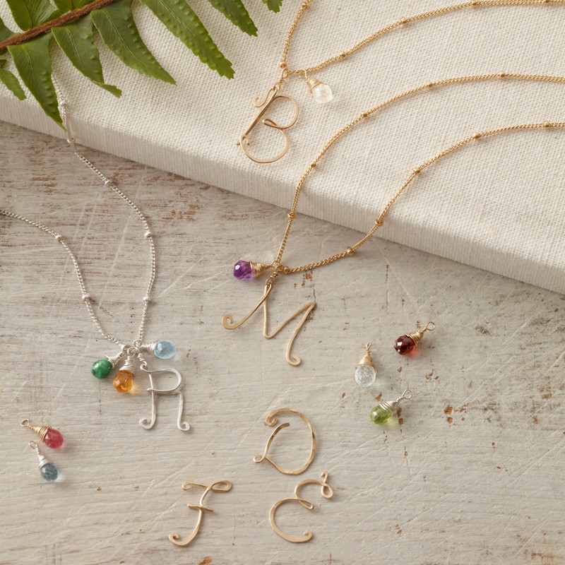 birthstone + letter pendant