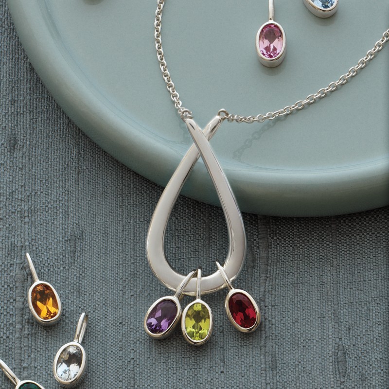 family embrace birthstone necklace
