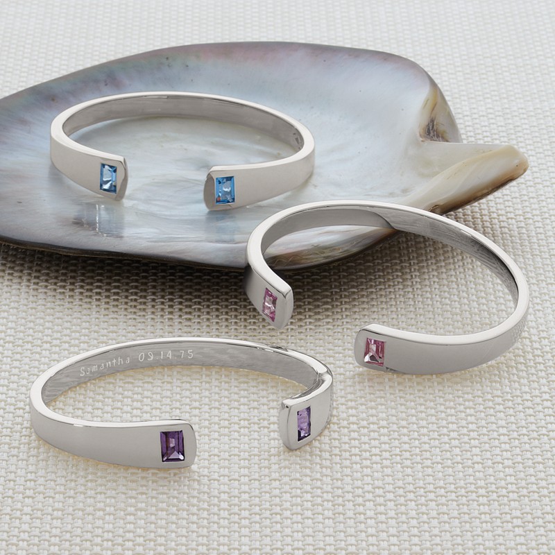 sterling birthstone cuff