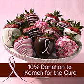 Deluxe Hand-Dipped Pink Ribbon Berries - Full Dozen