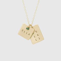 anna bee name + date birthstone necklace