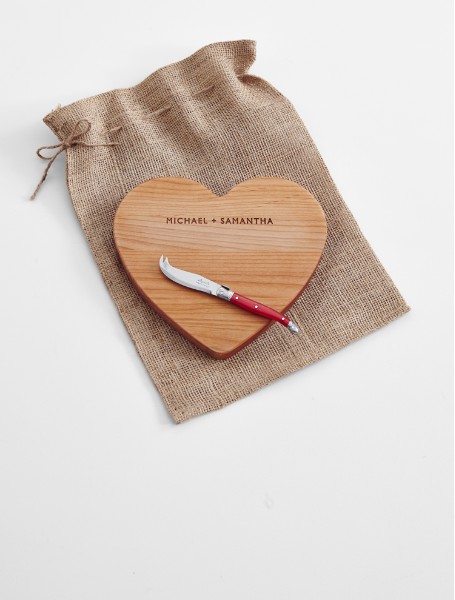 personalized heart shaped cutting board set