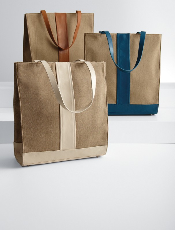 leather + canvas tote
