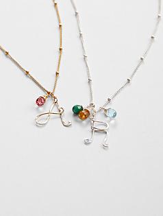birthstone + letter pendant