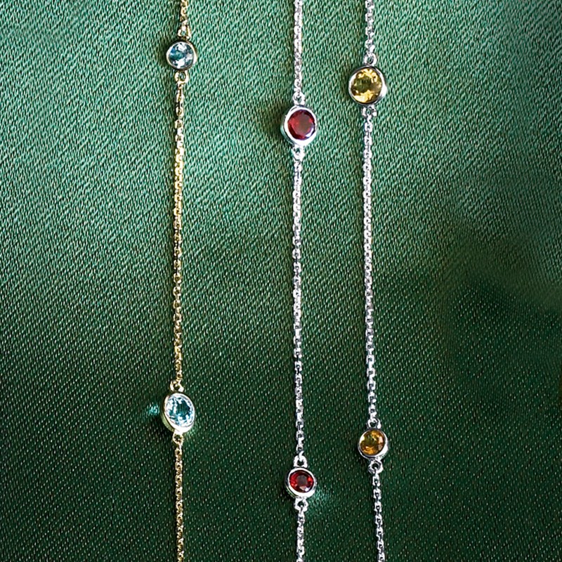 triple birthstone necklace