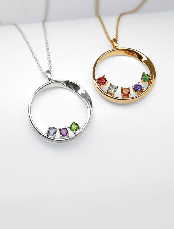 customized mother's embrace birthstone necklace