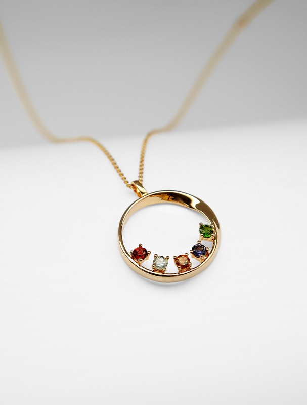 customized mother's embrace birthstone necklace