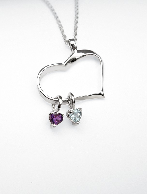 customized heart of hearts birthstone necklace