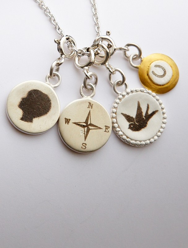 artisan graphic charm necklace