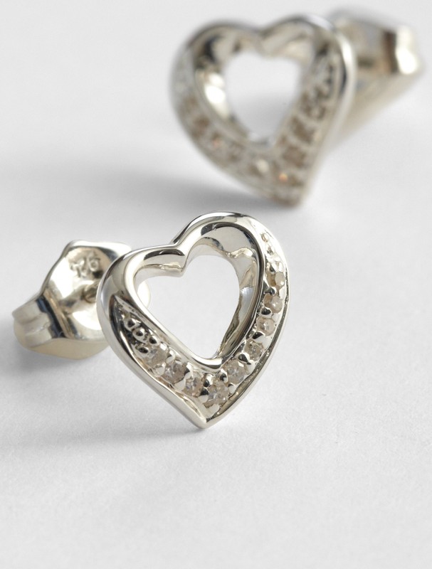 diamond crusted heart earrings