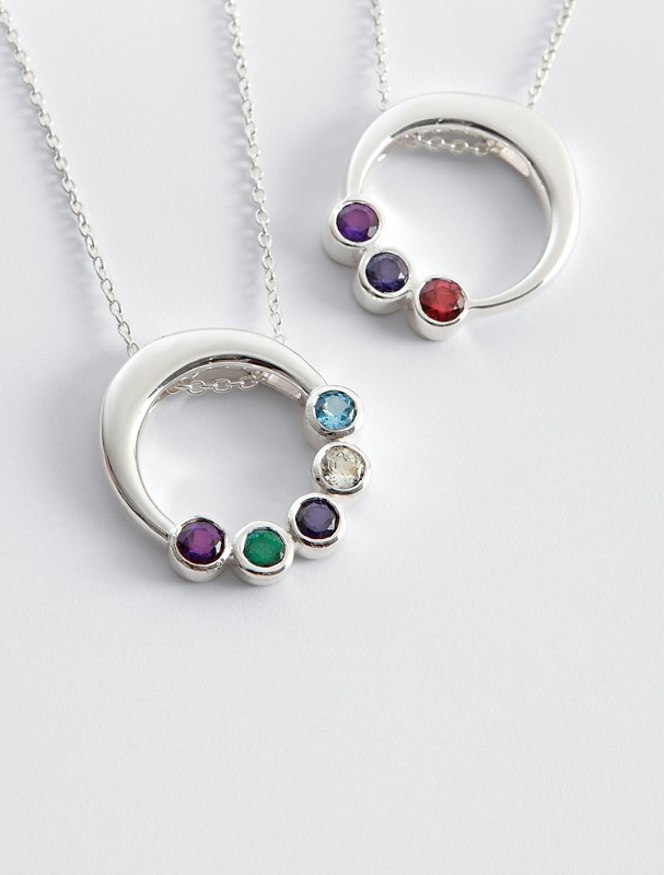 customized circle birthstone pendant