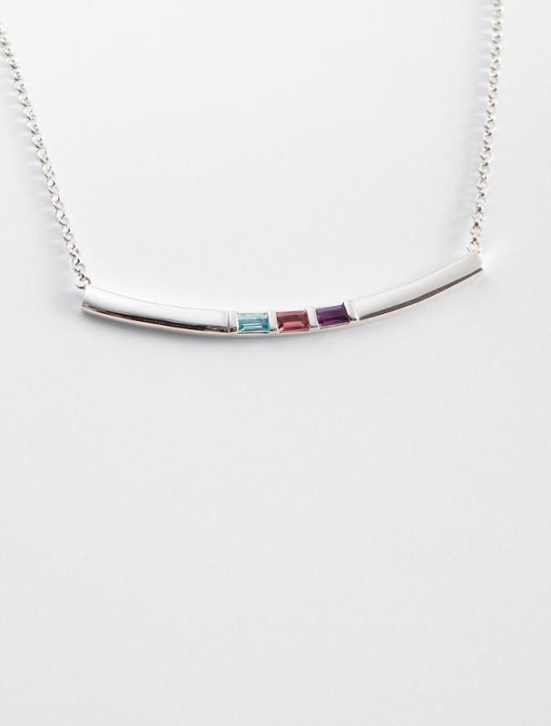 family birthstone bar necklace