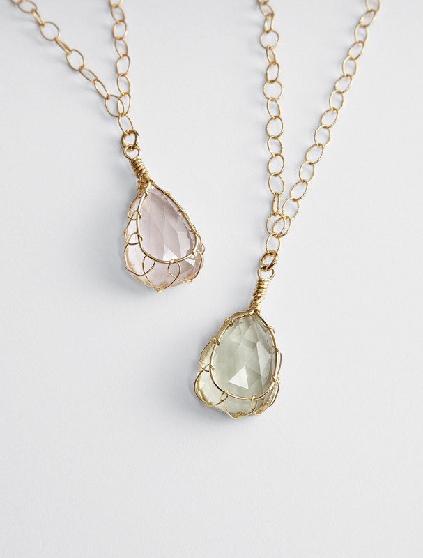 delicate tear-shaped gemstone pendant
