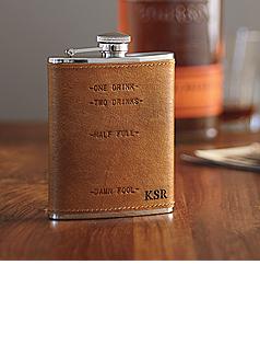 personalizable leather wrapped flask