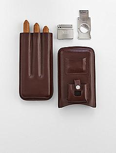 personalized leather cigar case