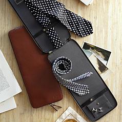 personalized leather tie + accessories case