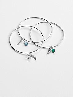 angels & emeralds mini angel wing bracelet with stone