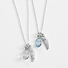 angels & emeralds mini angel wing necklace  with stone