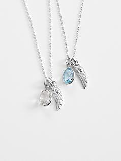 angels & emeralds mini angel wing necklace  with stone