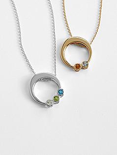 customized circle birthstone pendant