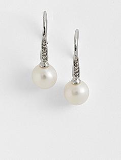 classic pearl + diamond earrings