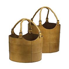 nested leather bucket set