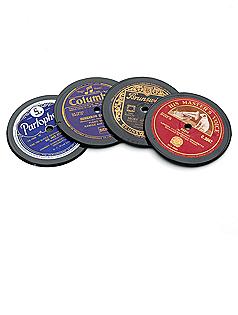 repurposed vintage record coaster set