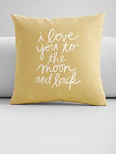 love you to the moon + back throw pillow cover