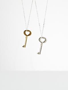 antique cast amour key necklace