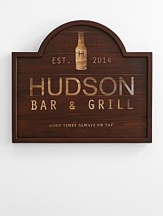 bar + grill wooden sign