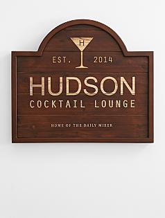 cocktail lounge wooden sign