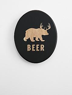 bear + deer = beer shaped wood sign
