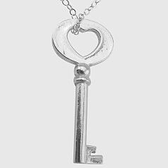 antique cast amour key necklace