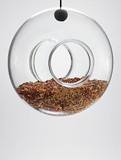 hanging glass bird feeder