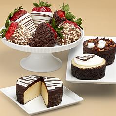 Cheesecake Trio and Half Dozen Fancy Strawberries
