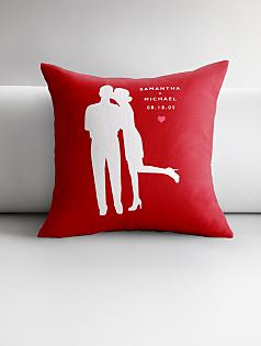 personalized couple silhouette throw pillow cover