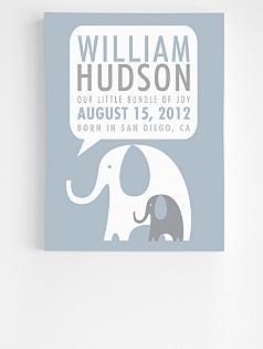 personalized elephant announcement wall art