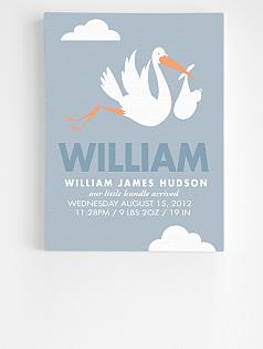 personalized stork announcement wall art