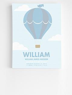 personalized hot air balloon announcement wall art