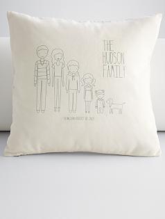 personalized family members square throw pillow cover