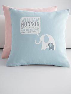 personalized elephant announcement throw pillow cover