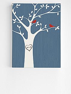 personalized tree initials wall art