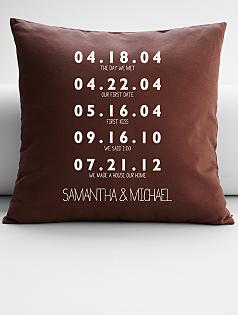 personalized couples key dates coffee throw pillow cover
