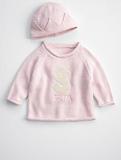 knit baby sweater + hat