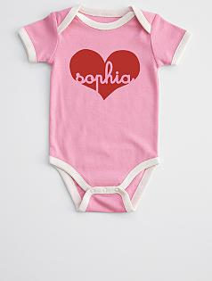 script heart baby one piece