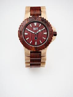 two tone natural wooden watch 