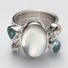 pearl + topaz stacking rings