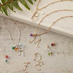 birthstone + letter pendant